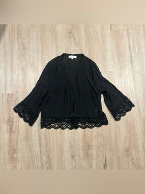 Rebellion Black Open Crochet-Trim Tunic